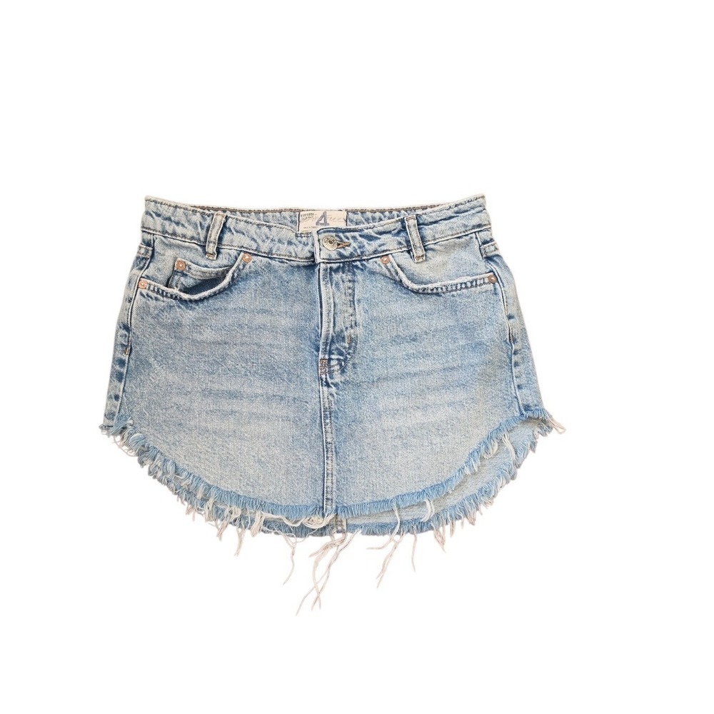 We The Free Ultra Mini Boho Festival Western Asymmetric Denim Skirt sz 4